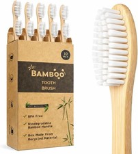 BAMBOO TOOTHBRUSH SET   ECO-FRIENDLY WOODEN TOOTHBRUSHES, 10 PACK SOFT BRISTLES