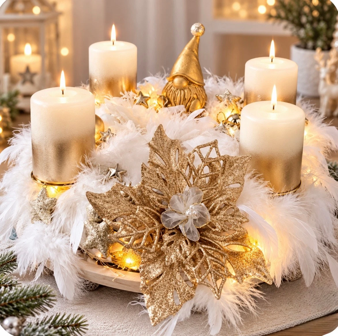 Jahreszeitliche Kränze, Adventskranz in Gold online kaufen