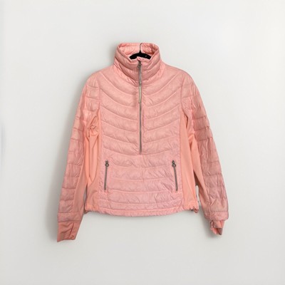 Calvin Klein Puffer Jacket Duck Down Tall Neck Women's Size M Pink Peach