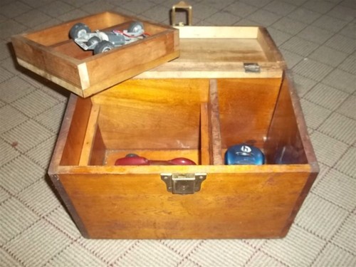 Vintage SLOT CAR - Mite TETHER CAR - Wood Carry Box-BOX ONLY