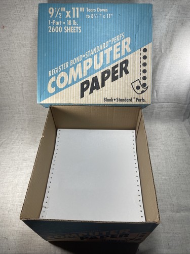 Vintage Dot Matrix Computer Paper Register Bond 9.5 X 11 Inch 50% Full Box - 第 1/8 張圖片