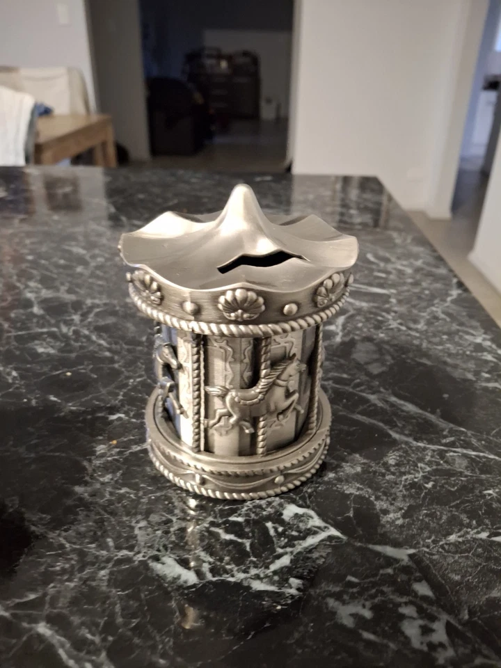 Pewter Money Box Carousel horse themed. perfect condition as new - image 4 of 4