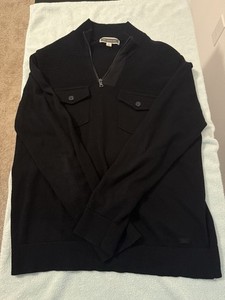 INC International Concepts 1/4 Zip Ribbed L/S Sweater Men’s Size L Black