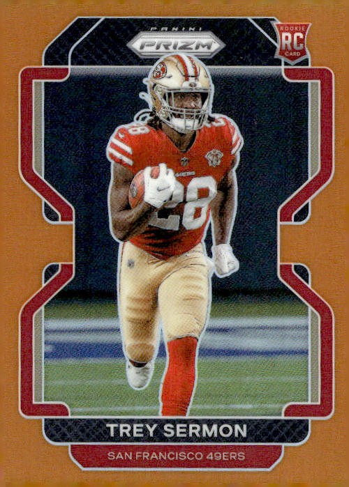2021 Panini Prizm Trey Sermon Orange Prizm /249 San Francisco 49ers