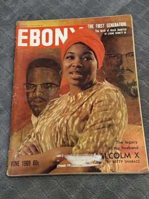 Vintage EBONY Magazine June 1969 MALCOLM X Betty Shabazz Black History Cover VG