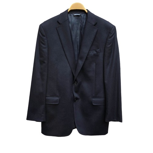 Saks Fifth Avenue 100% Cashmere Blazer Mens 42R Dark Navy Slim Fit Sport Coat