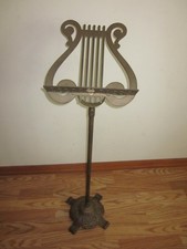 vintage brass metal lyre harp shaped sheet music adjustable Stand