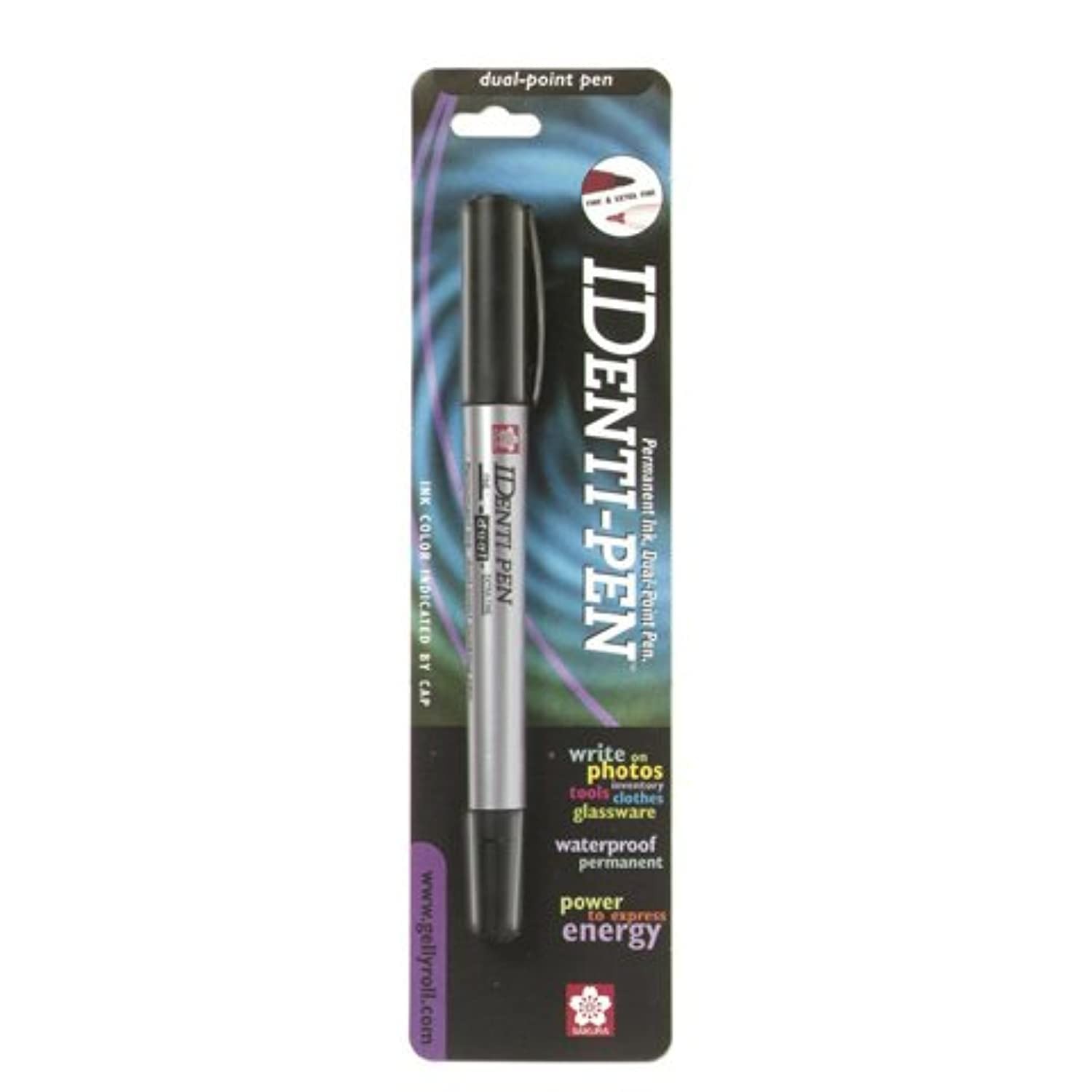 Black Identi Pen Permanent Marker Dual Points Fine And Extra Fine Tip Waterproof