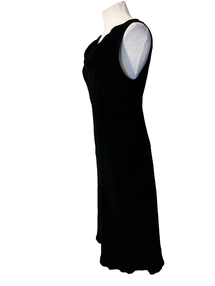 Vestido Ralph Lauren Negro 12 Elastizado Seda Terciopelo Boda Crucero Fiesta Vacaciones Foto 2 de 4