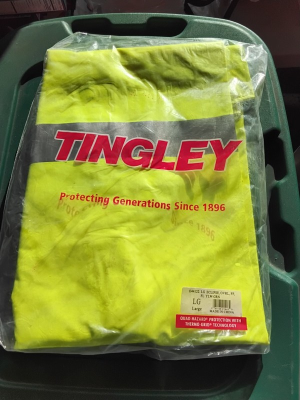 TINGLEY PROTECTIVE RAIN GEAR/Overalls,QUAD hazard, 044122 ECLIPSE,NEW, LARGE,PPE