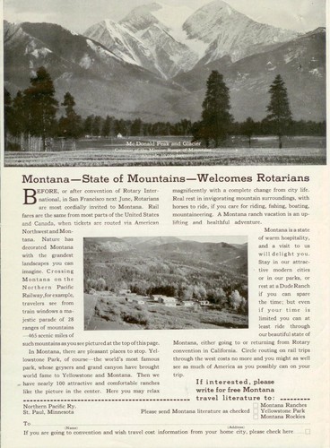 Folleto Invitación Internacional de Rotary 1938 a parar en Montana - Imagen 3 de 3