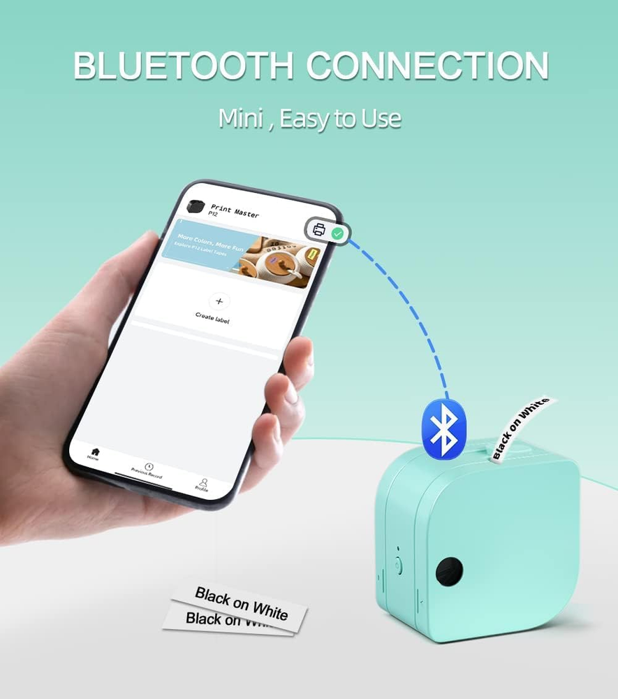 Bluetooth Thermal Label Maker P12 with Portable Tape for Easy Printing Bluetooth Thermal Label Maker P12 with Portable Tape for Easy Printing