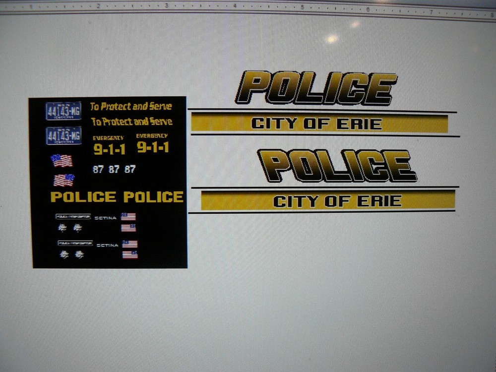Erie Pennsylvania Police Patrol Vehicle Decals 1:24