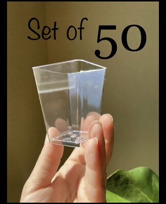2  Square Hard Plastic Nursery Pots (Set of 50)  Elegant Glass Look - 5 Holes