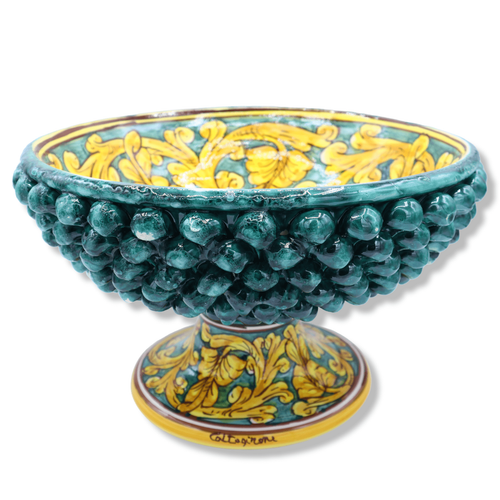 Lampe Céramique Caltagirone – Cylindre Pomme Turquoise – 60cm – Fait Main Italie