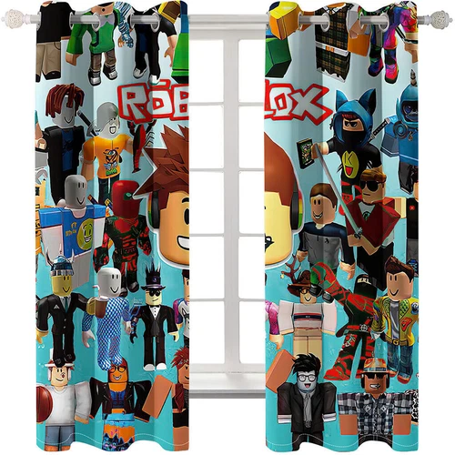 3D Roblox Print Pair Thick Blackout Window Curtain Thermal Ring Top Eyelet Gift - Picture 6 of 44