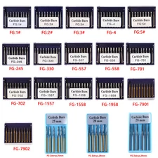 1-10* Dental Tungsten Carbide Burs Drill Trimming & Finishing Round End Taper FG