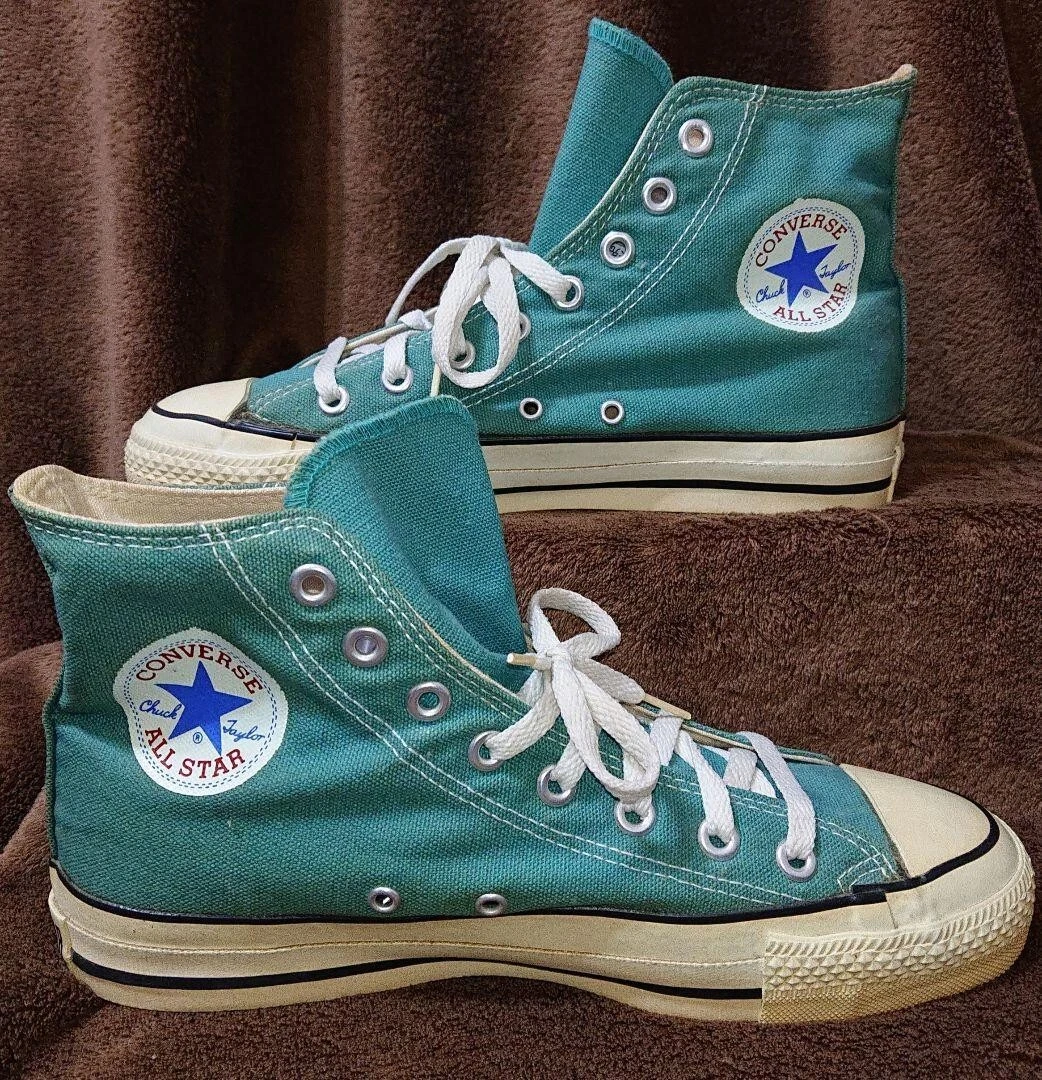 90's Vintage Converse All Star Hi Green Men Size US7.5 Made in USA from JPN