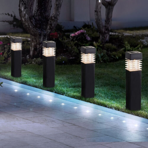 Außen Solarleuchte Gartenlampe grau LED Wegeleuchte Terrassenleuchte 4er Set - Bild 8 von 12