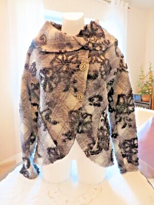 Damen Jacke 38 schwarzgrauweiß 75% Wolle italienische Mode