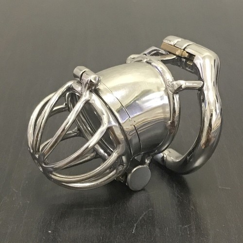 New Stainless Steel Male Chastity Device Double-Lock Cage Men Metal Locking Belt - Picture 9 of 9