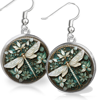Symbol of Love Hope & Change Dragonfly Dangle Earrings Sterling Silver Wires