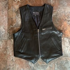 Wilson Leather Vest Thick Soft Black Biker Great Design Size L