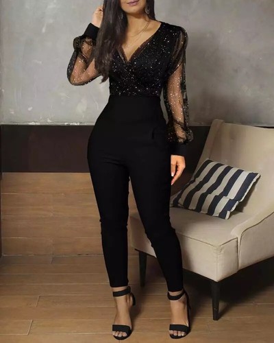 Set Romper 2 Pieza Vestido Mono de Fiesta Mujer Camisa Manga Larga  Transparente | eBay
