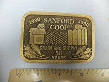 Vintage Hitline USA 1930-1980 Sanford Coop Grain And Supply 50 Years Belt Buckle
