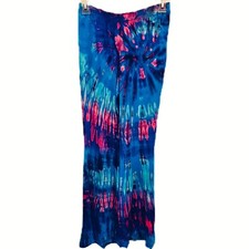 TIE DYE Lt. Blue Rayon Stretchy Bell Bottom Pants OS-NEW