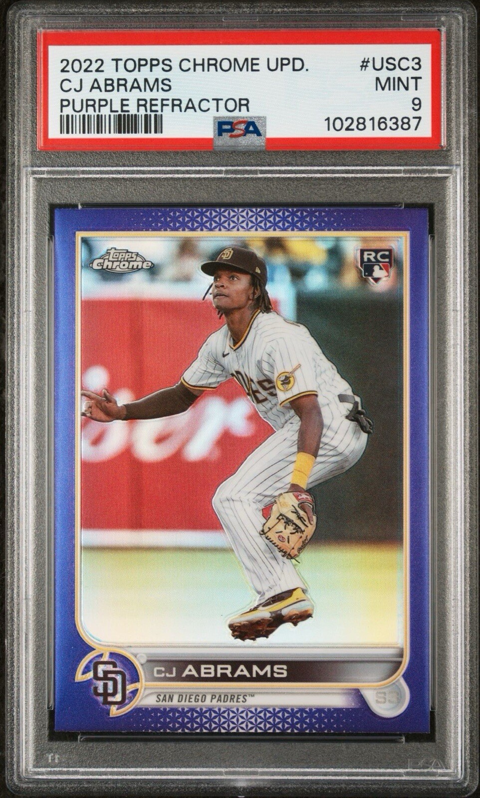 2022 Topps Chrome Update Series - Purple Refractor #USC3 C.J. Abrams (RC) PSA 9