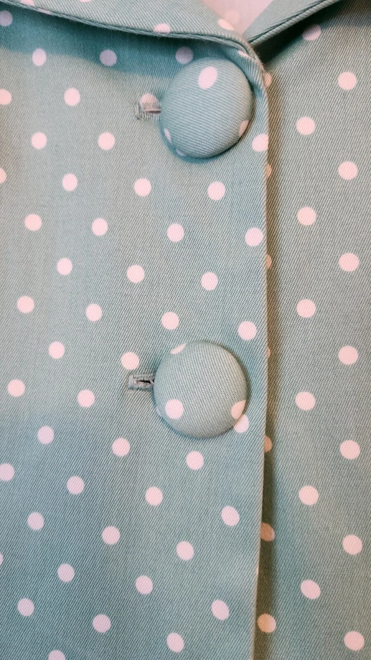 Handmade Vintage Mint Green Polka Dotted Cocktail Dress Womens 1940s - Image 3 of 4