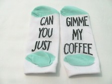 NWOT SHOE SZ 4-10 WOMEN'S COFFEE THEMED LOW-CUT SOCKS  "CAN...GIMME MY COFFEE"