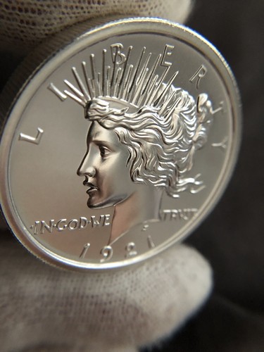 1921 Peace Dollar Tribute 2 oz Silver High Relief Round Intaglio Mint - Picture 2 of 10