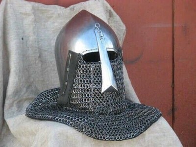 16 Gage SCA Medieval viking Helmet Armor SCA  Bascinet Numskull mail Chain helme