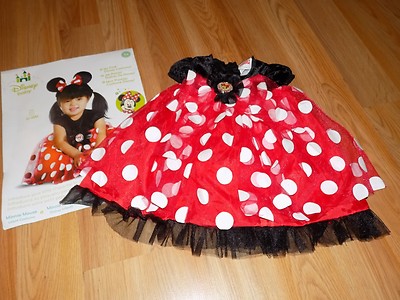 Size 12-18 Months Disney Baby Minnie Mouse Red White Polka Dot Costume  Dress EUC