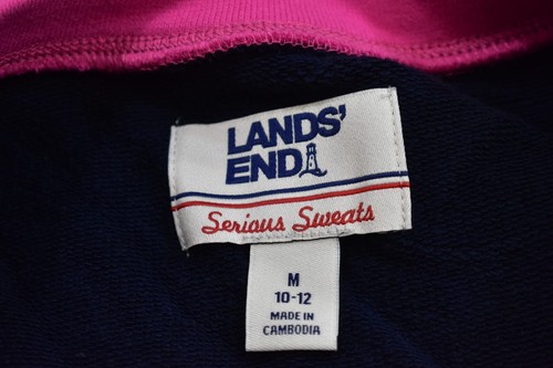 Lands End Serious Sweats Womens Color Block Long Sleeve Pullover Sweatshirt M - Picture 7 of 9