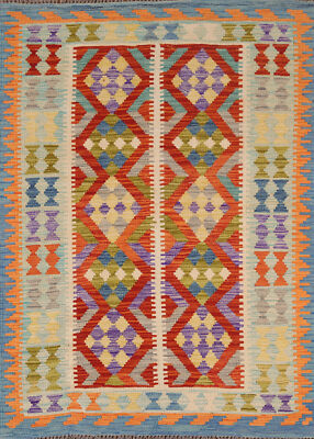 Dual-Sided Kilim Kelim Rugs Flatweave Wool Carpet 4x6 ft
