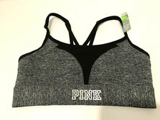 Victoria's Secret Pink Ultimate Unlined Strappy Sports Bra Gray Marl S