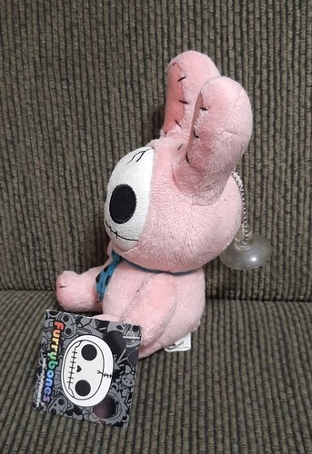 Pelzige Knochen UNDEAD Dutt Dutt rosa Häschen Plüschtier Goth klein 6,5 Zoll Totenkopf Gesicht Neu mit Etikett - Bild 2 von 11