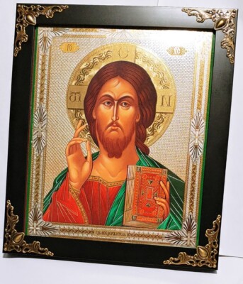 Christ Blessing framed icon 5x6 inch