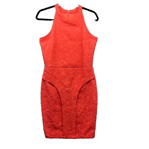kardashian kollection orange dress Kardashian Kollection Womens Orange V Neck Back Zip Shift Dress Sz L NWT!!!