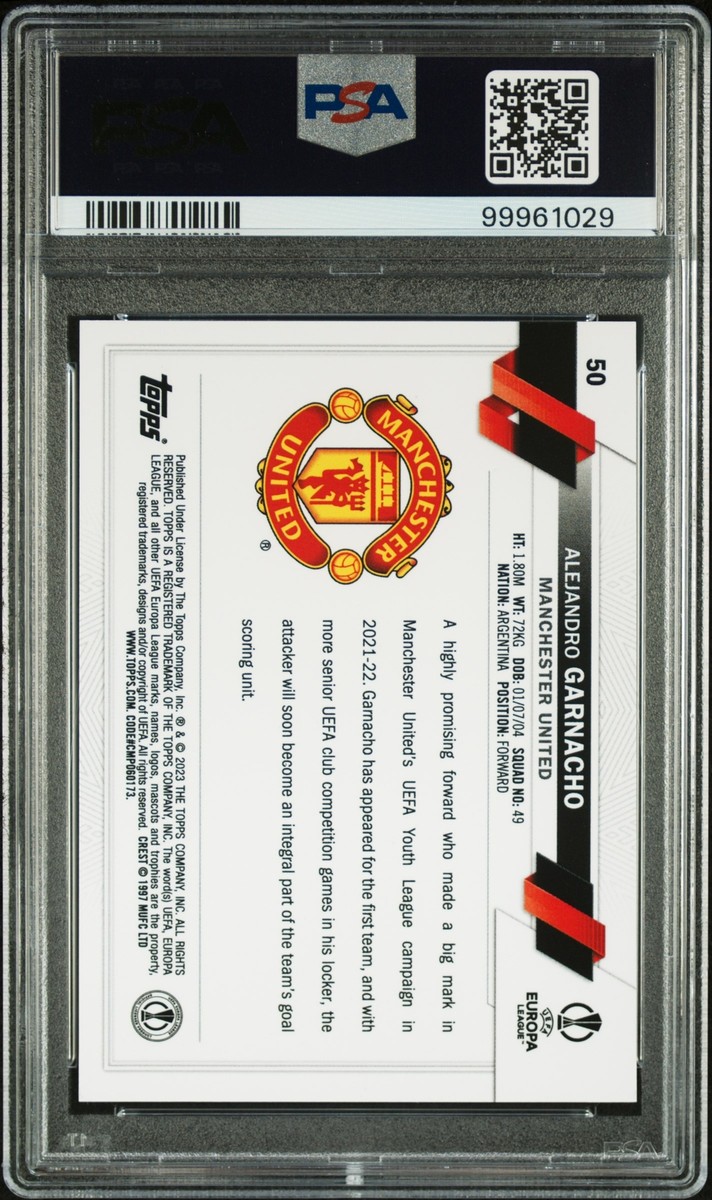 Alejandro Garnacho RC 2023 Topps Chrome UEFA Black White
