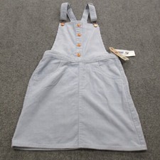 Levi's Jumper Girls Large Blue Corduroy Button-Front Adjustable Straps Skirtall