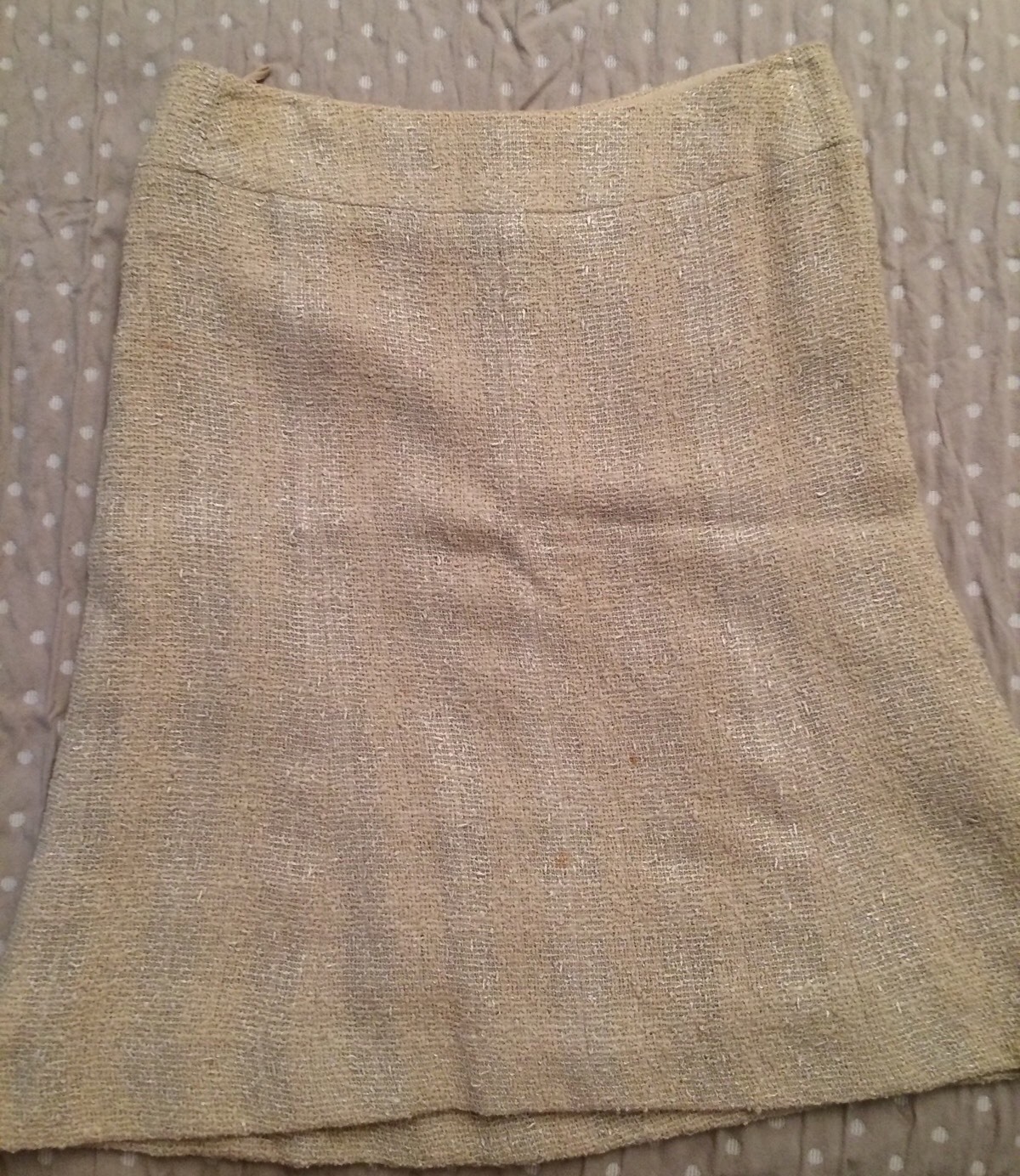 CHANEL Solid Light Gray Boucle Cotton A-Line Knee… - image 7