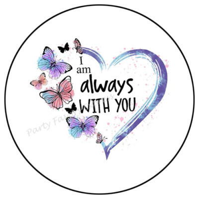 48 Thank You Butterfly With Hearts Envelope Seals / Labels - 1.2" Round Stickers