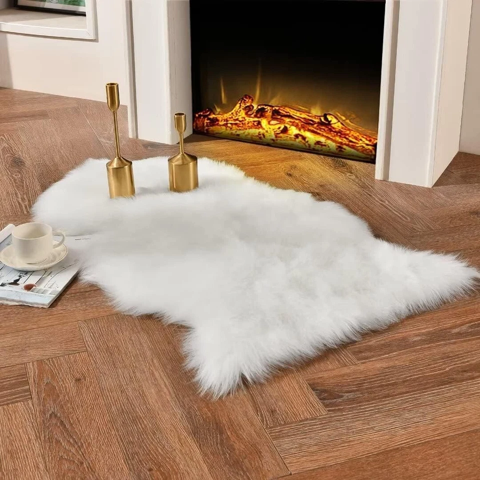 Fluffy White Faux Sheepskin Rug 2x3 ft – Anti-Slip for Living & Nursery Rooms - Image 4 of 4