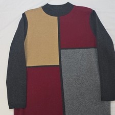 Vintage 90s Alfred Dunner Colorblock Mock Neck Acrylic Knit Sweater Made in USA