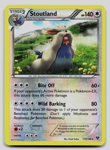 Stoutland 110/146 Rare XY Base Set Pokemon Reverse Holo Lightly Played