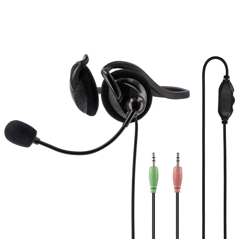 Hama Neckband Headset Nackenbügel 2x 3,5mm Stereo PC Kophörer mit Mikrofon Mikro - Bild 2 von 4